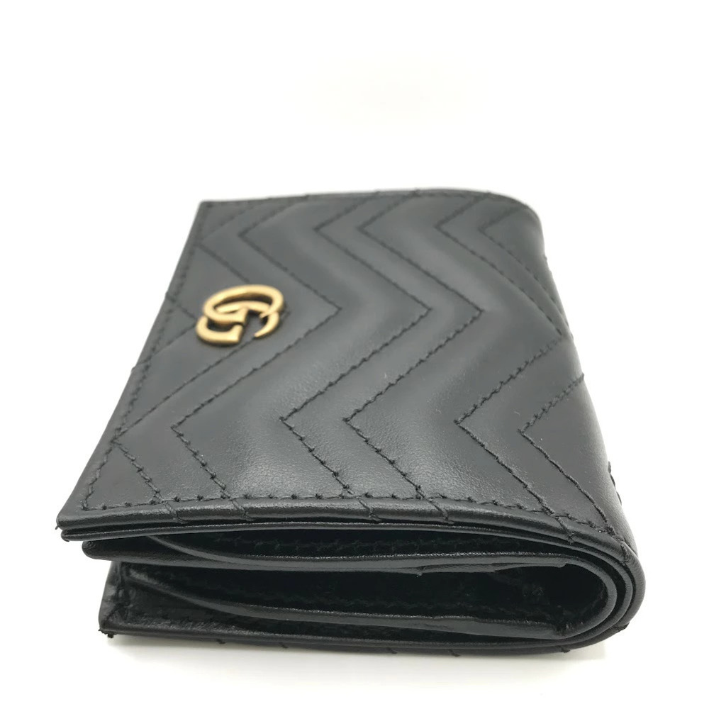 GUCCI GG Marmont Double GG Wallet Bi fold Black - Picture 5 of 12